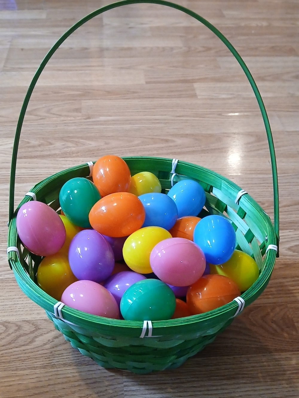 Easter Egg Hunt Kit Basket With 48 New Colorful Plastic Eggs